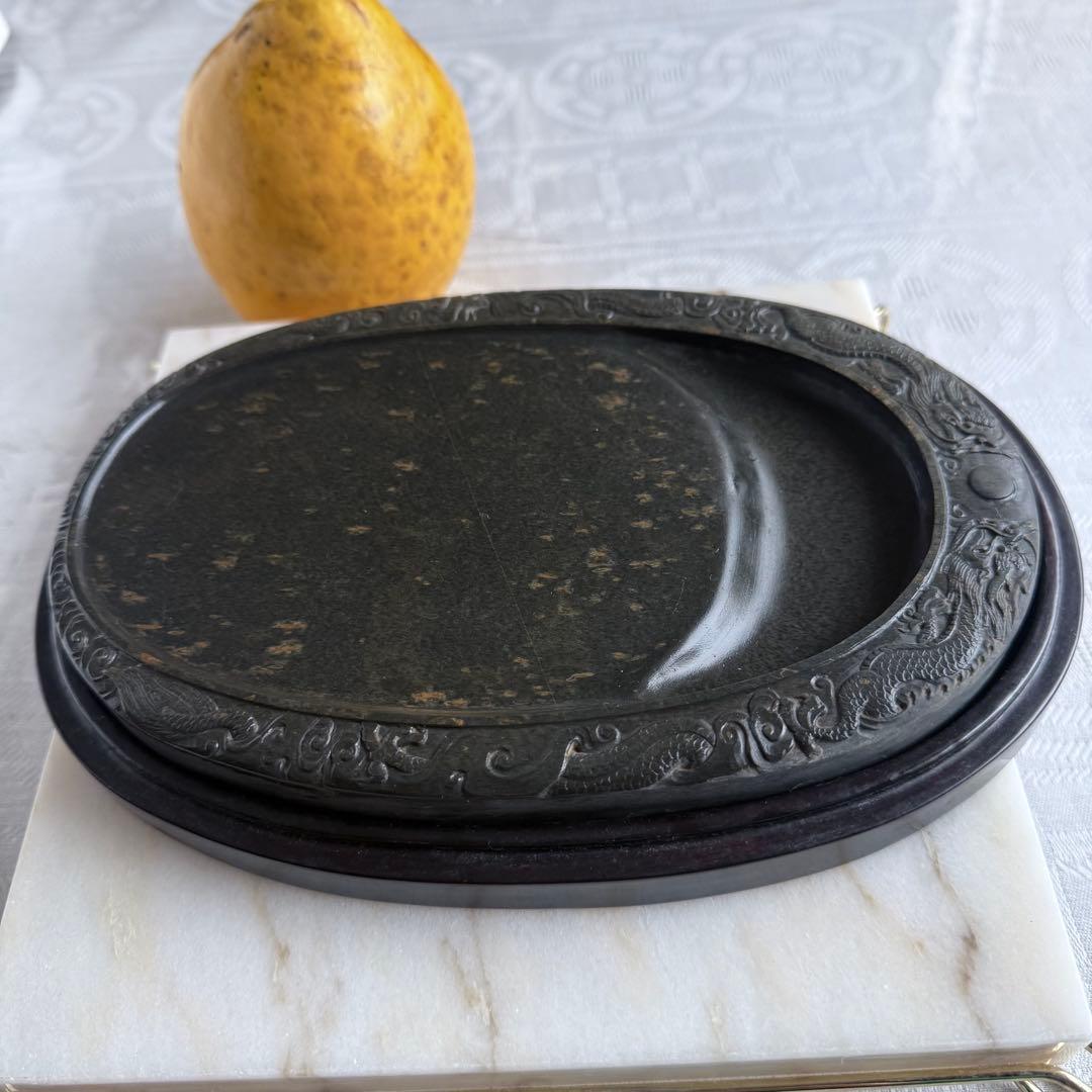 超限定出品‼️端渓硯『DRAGON双龍蛋形硯』」昇竜蛋形金星唐木箱蓋証明書付1点③