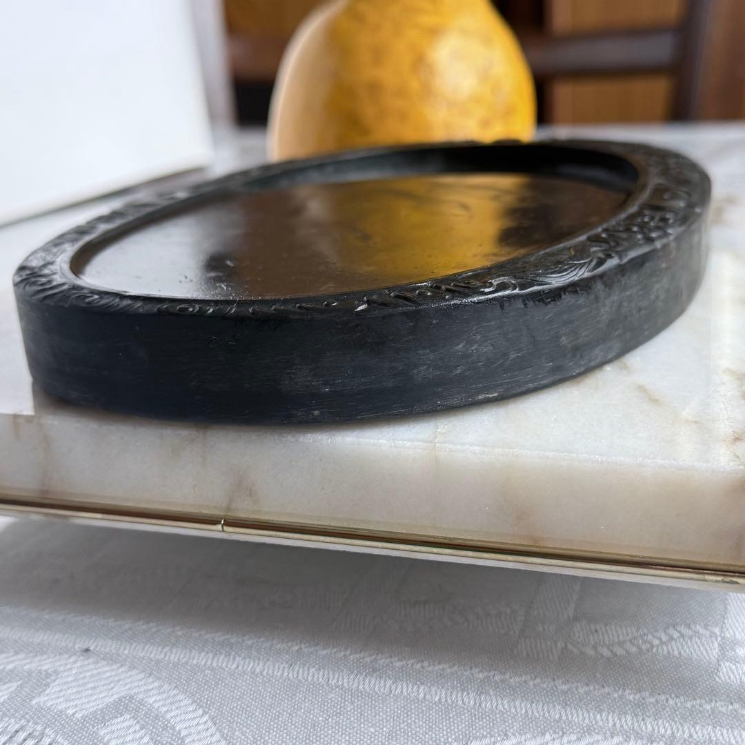 超限定出品‼️端渓硯『DRAGON双龍蛋形硯』」昇竜蛋形金星唐木箱蓋証明書付1点③