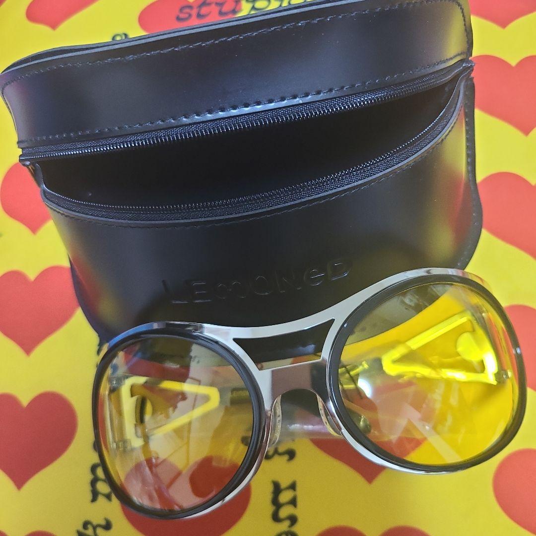 LEMONED イエローラウンドサングラス ケース付き