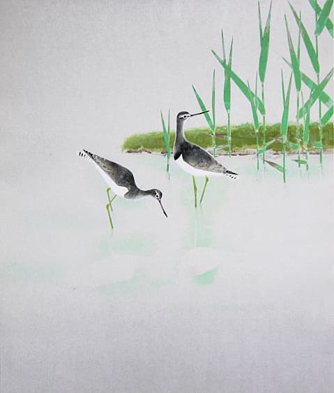 上村淳之 【春汀】木版画