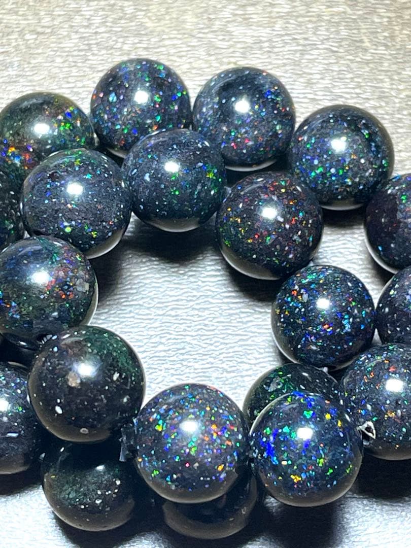 ハイグレード！！ブラックマトリックスオパールブレス約9.3㎜（新品）虹色遊色