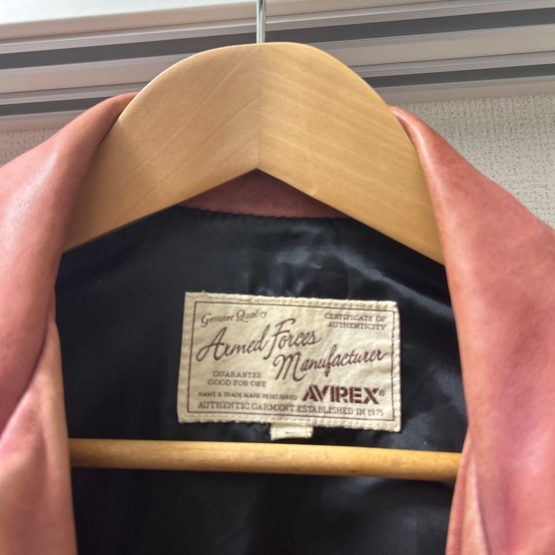 AVIREX ライダースジャケットシングル　シープスキン　ワインレッド
