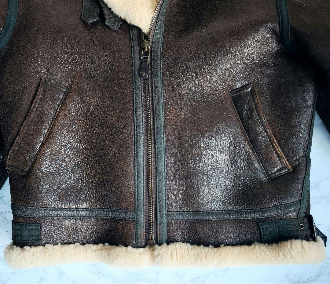 【KeNshiro】ムートンジャケット B3 本革 リアルレザー 裏地ボア