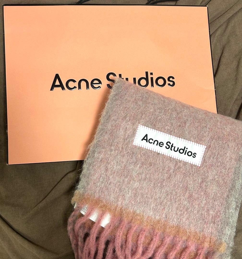 Acne Studios ウールモヘアスカーフ ピンク