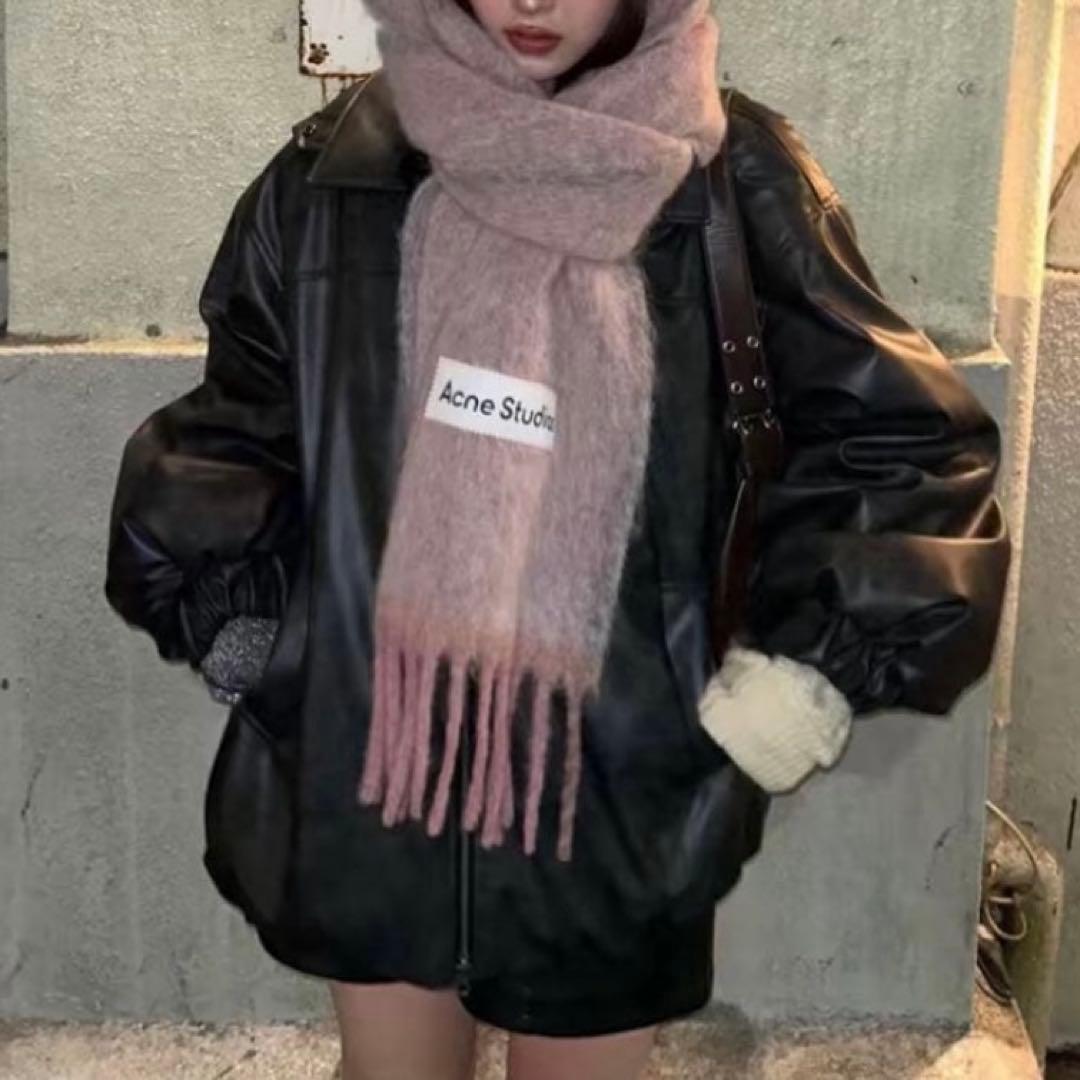 Acne Studios ウールモヘアスカーフ ピンク