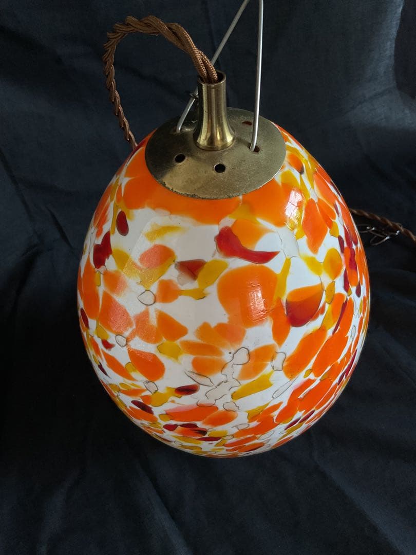 1960年代ヤマギワ・オリジナル「エッグ型ペンダントランプ」マグマ・オレンジ