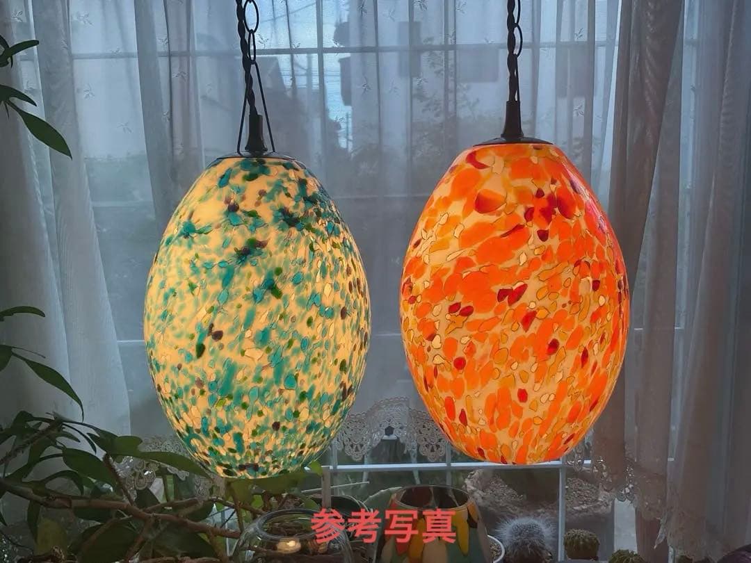 1960年代ヤマギワ・オリジナル「エッグ型ペンダントランプ」マグマ・オレンジ