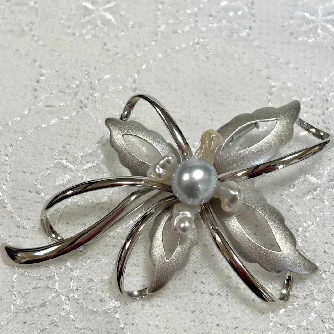 新品 GSTV 黒蝶真珠 白蝶ケシパール ブローチ ネックレストップ 箱/保証書