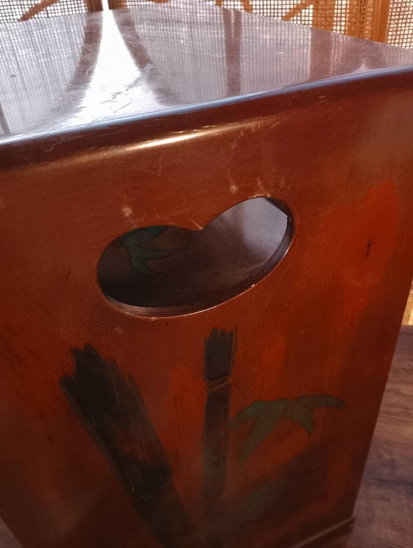 昭和レトロ 漆塗り 小箪笥 竹蒔絵 和家具 小引き出し 扉付き 和モダン 古民家