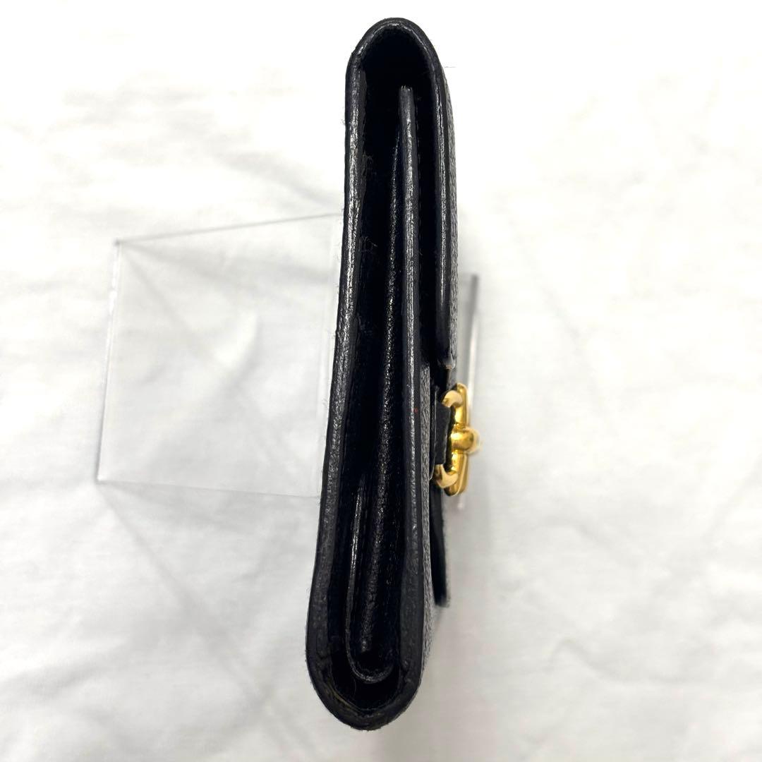 美品 グッチ GUCCI 二つ折り財布 ホースビット レザー 本革 ブラック