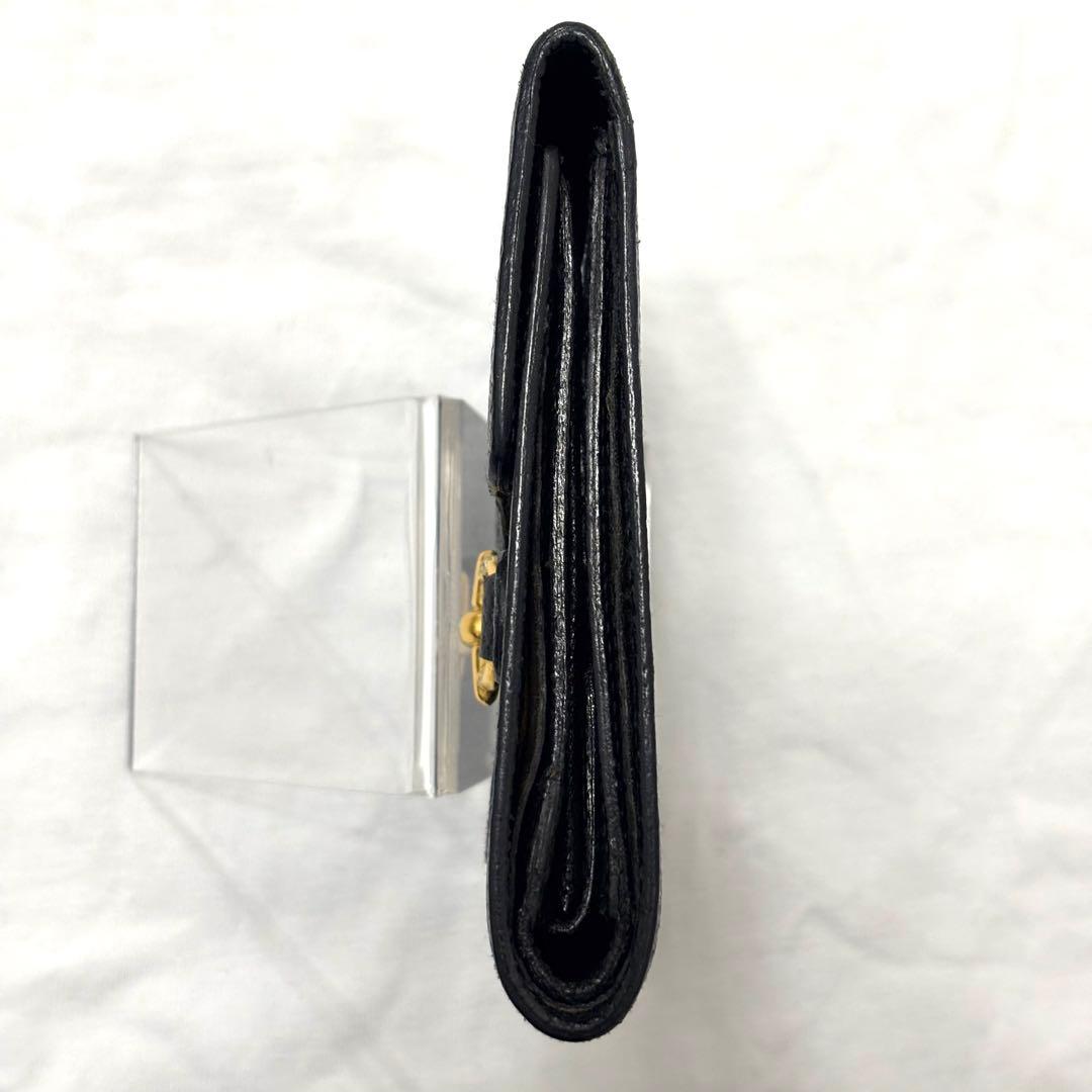 美品 グッチ GUCCI 二つ折り財布 ホースビット レザー 本革 ブラック