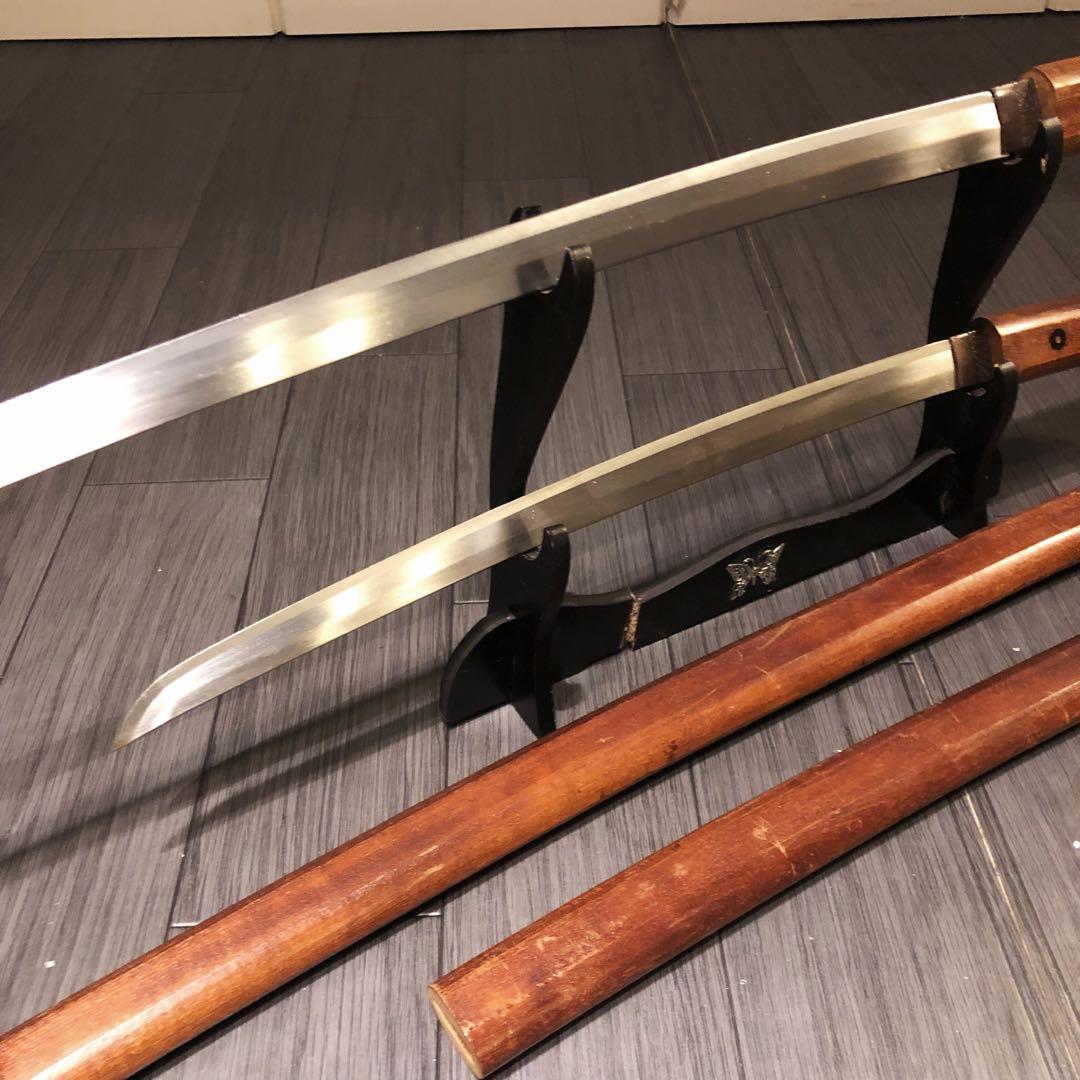 高級模造刀 白鞘 合金製 大小セット　居合刀 刃文 拵え