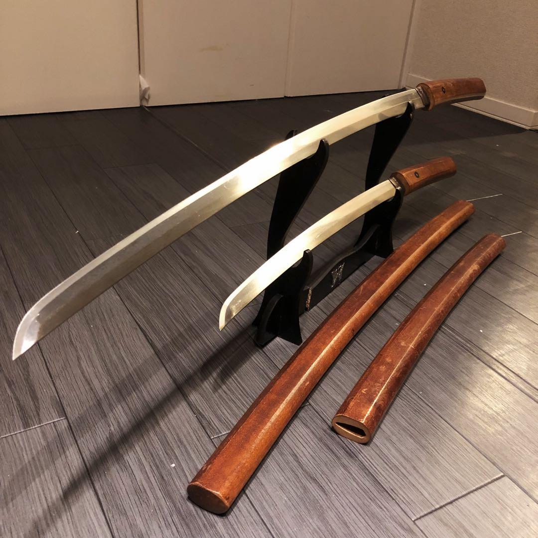 高級模造刀 白鞘 合金製 大小セット　居合刀 刃文 拵え