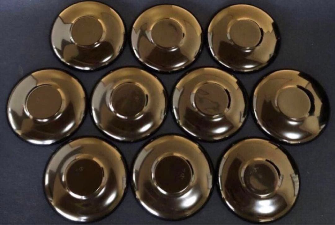 《レ》輪島塗 黒塗沈金飛花の図 茶托10客 小西啓介作 251030う2