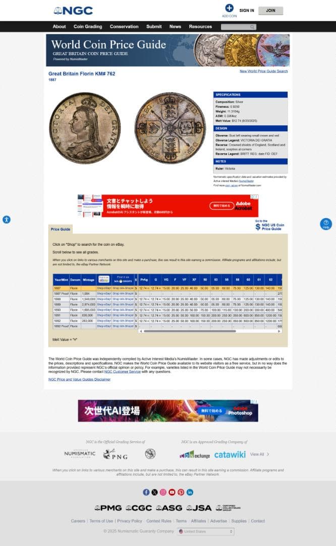 NGC-AU ディテール　洗浄　ヴィクトリア 1887 ジュビリー・ヘッド