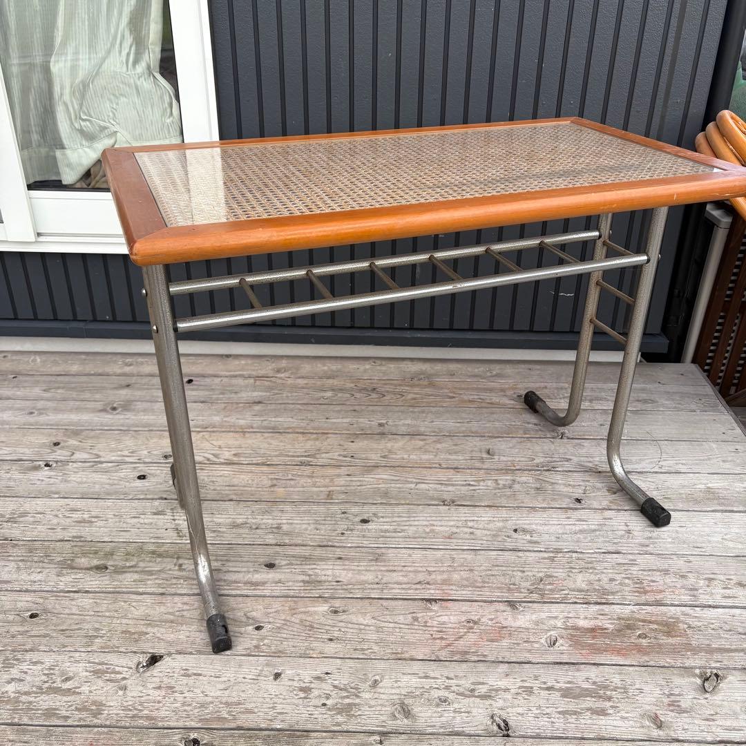 北欧レトロ オリバー メタルフレーム ラタンカウンターテーブルダイニングテーブル