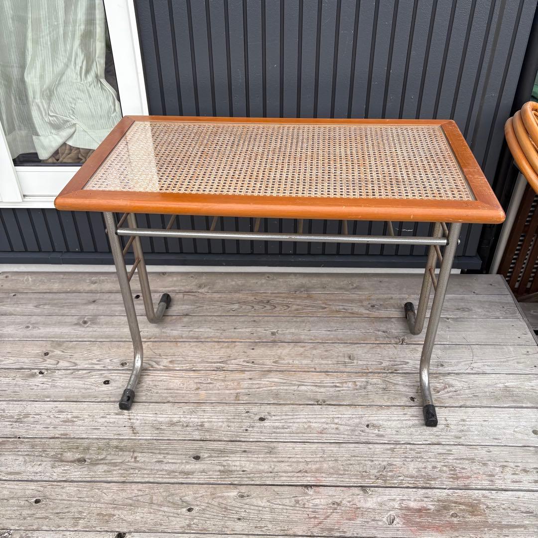 北欧レトロ オリバー メタルフレーム ラタンカウンターテーブルダイニングテーブル