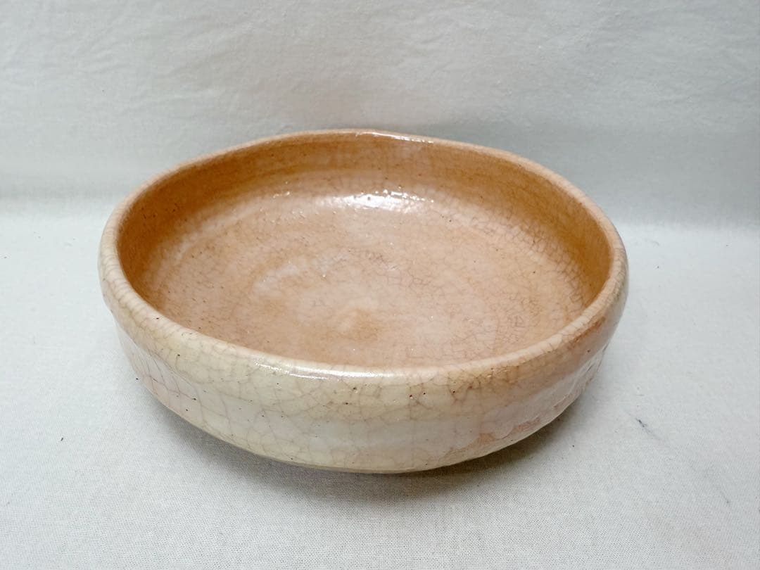 ほぼ未使用 茶道具 吉村楽入作 淡紅釉 灰器 陶印 栞 共箱