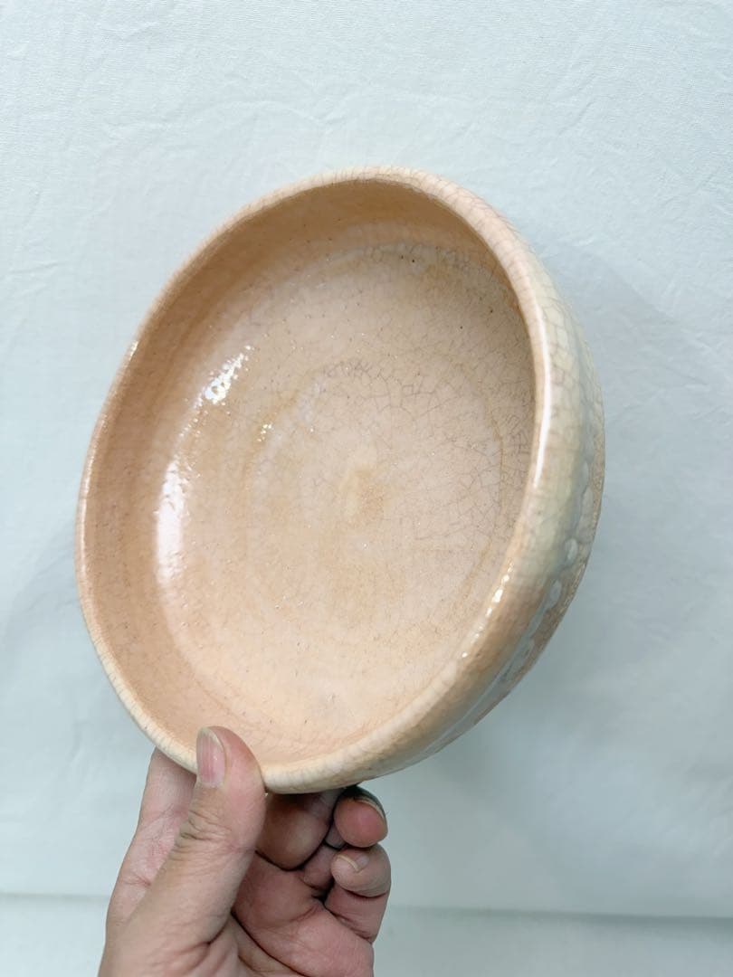 ほぼ未使用 茶道具 吉村楽入作 淡紅釉 灰器 陶印 栞 共箱