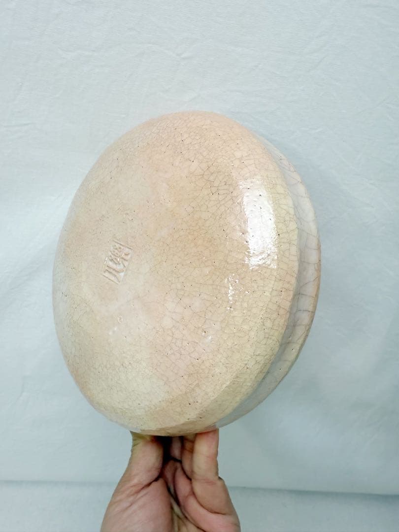 ほぼ未使用 茶道具 吉村楽入作 淡紅釉 灰器 陶印 栞 共箱