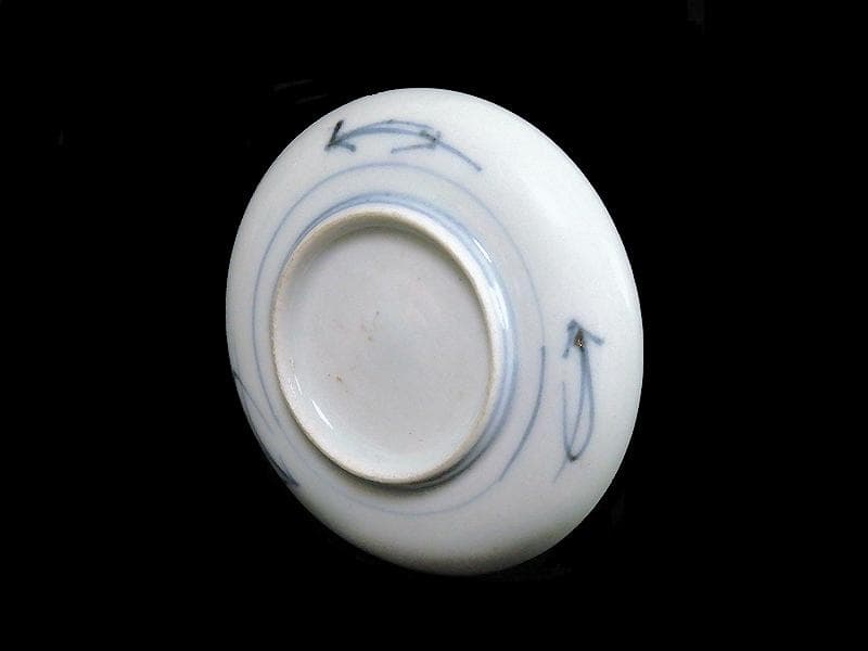 古伊万里　染付　東屋に山水の図　豆皿　A883AS-BWp