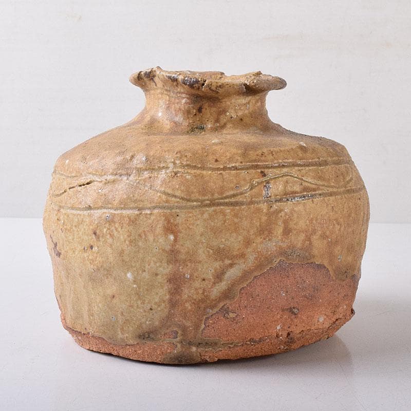 コロンビア渓谷焼　両志庵窯　大木宗完作　蹲（うづくまる）壷　共箱　V　R8721