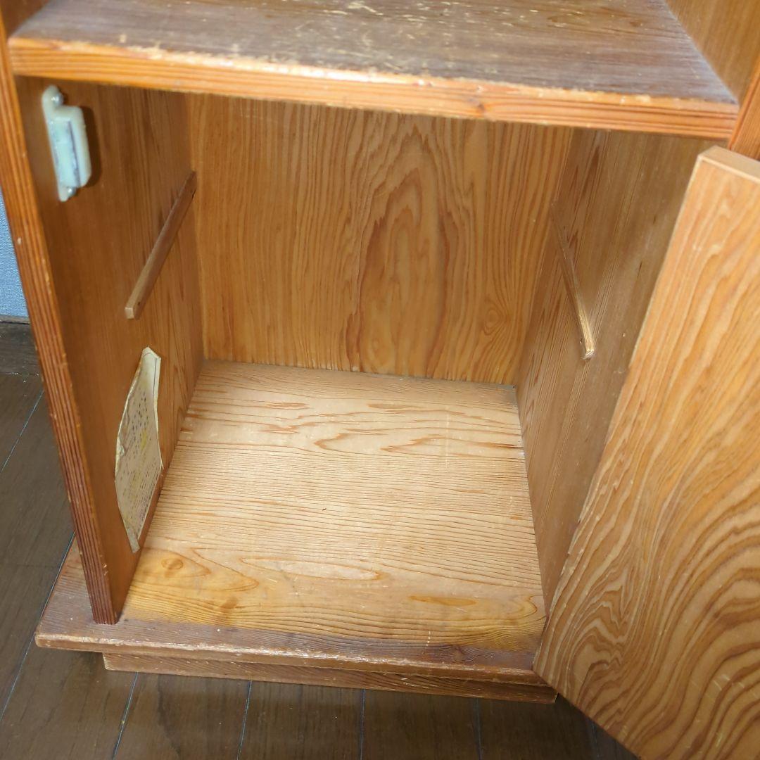 【昭和レトロ】天然木　屋久杉　木製電話台・ファックス台