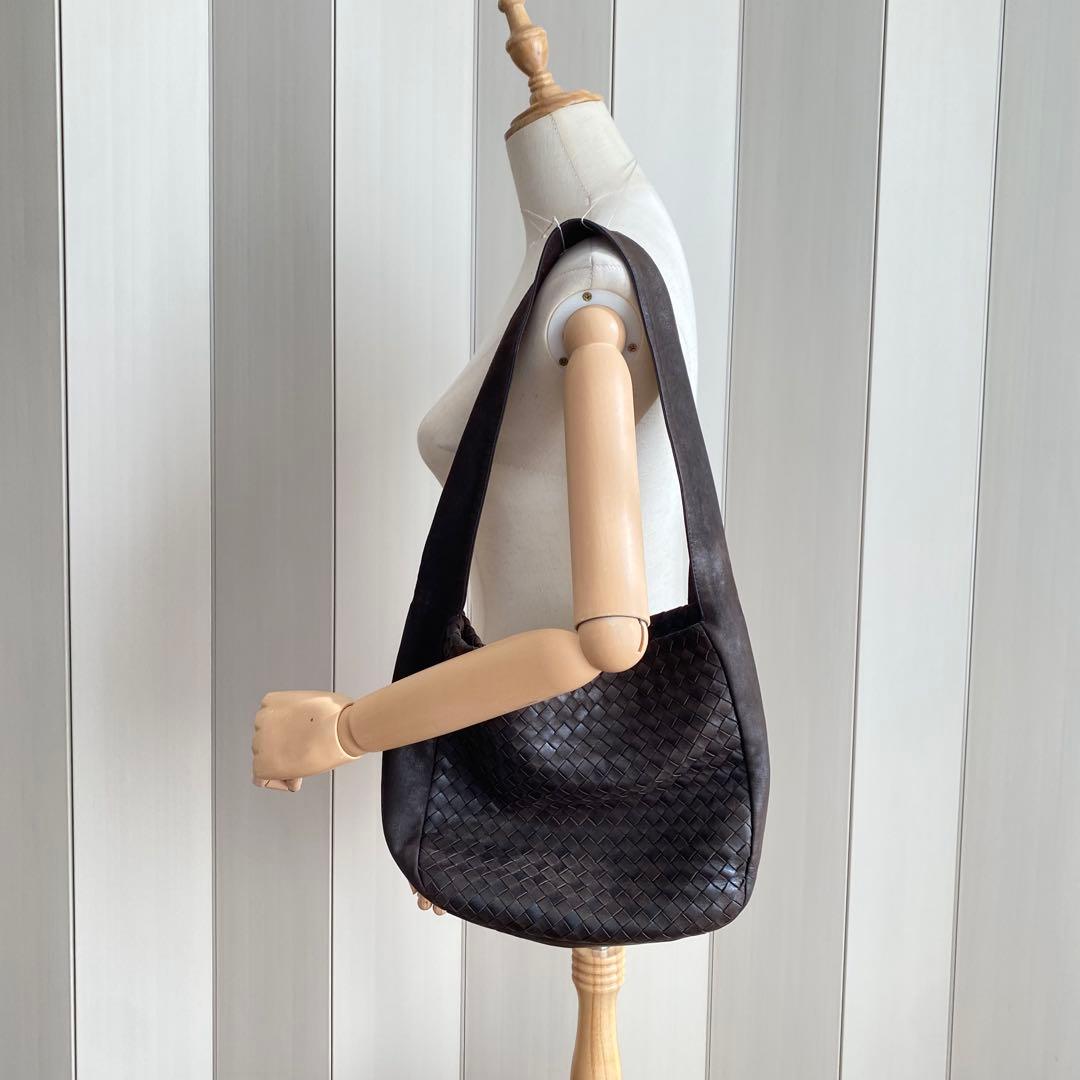 ボッテガヴェネタ ブラウン イントレチャート ワンショルダーバッグ