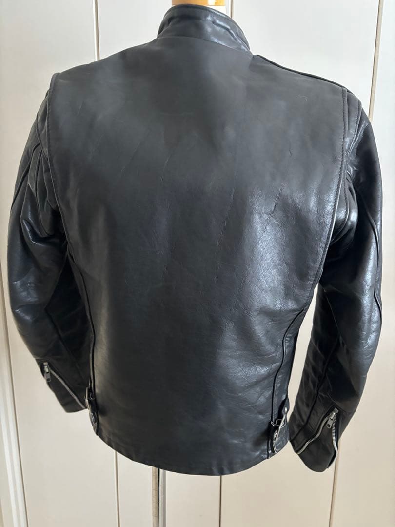 schott♡men'sブラックレザー シングルライダースジャケット