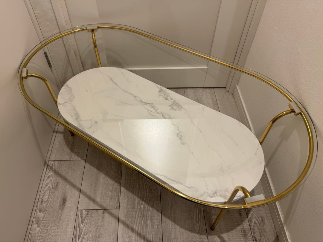 Francfranc レガート コーヒーテーブル Lゴールド×マーブル