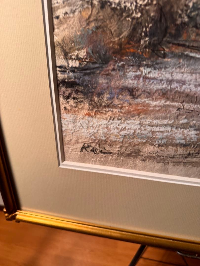 川村啓子 水彩画 公園 20号 額装済み 水彩連盟会員 箱あり