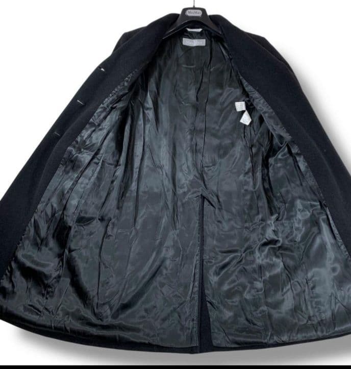 【美品】マックスマーラ チェスターコート ロング丈 アンゴラ混 ネイビー 40