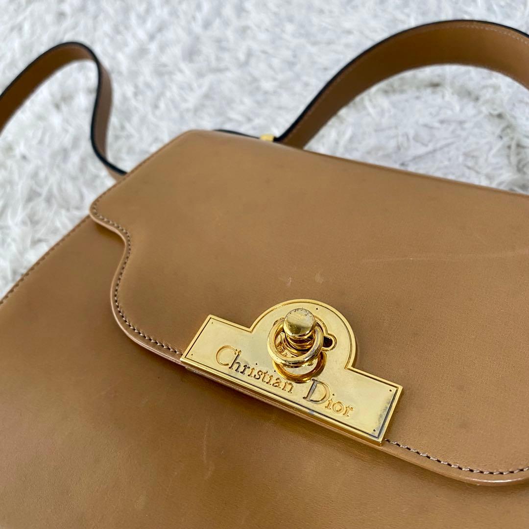 美品 Christian Dior ベージュ レザー 2WAY ショルダーバッグ