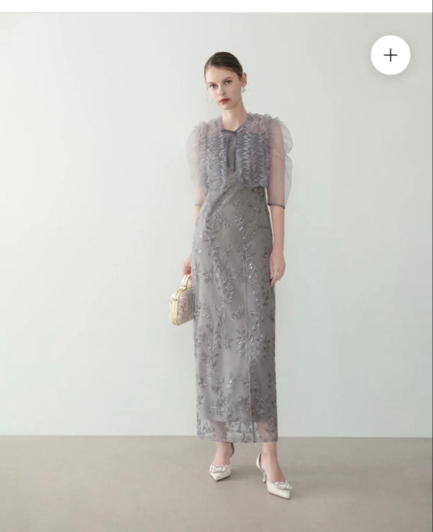 LEJA チュールフリルボレロフラワースパンコールＩラインワンピースドレス