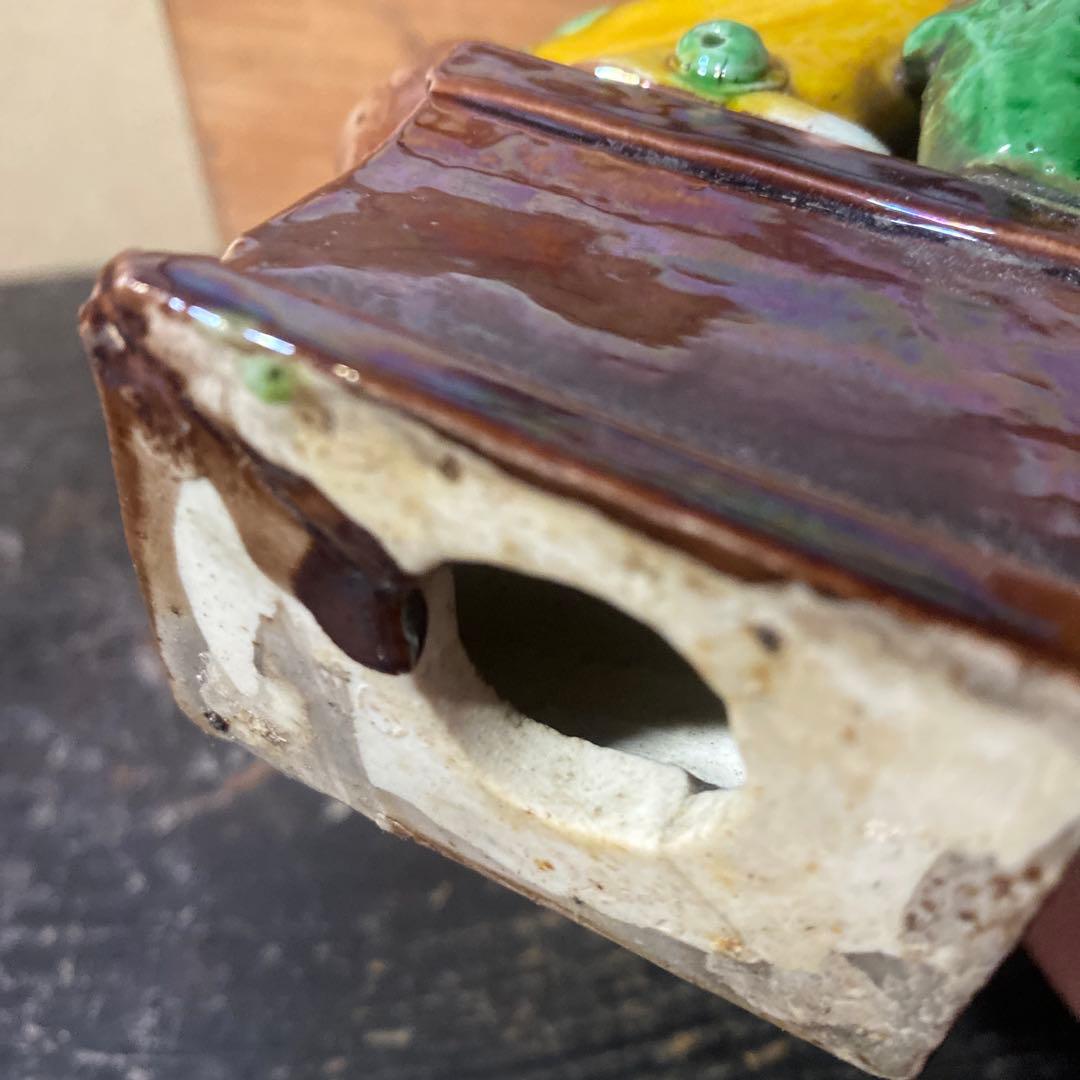 中国古玩　唐獅子一対【桐箱付】