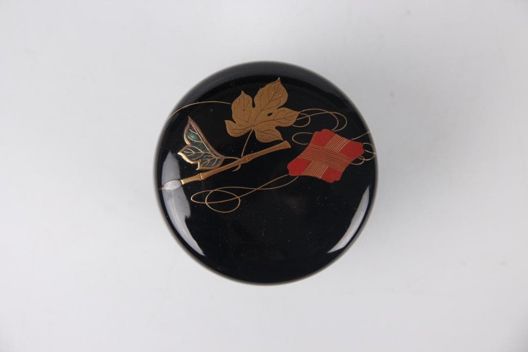 加賀蒔絵師宗利作 吉田利昭 大棗 内銀地 螺鈿細工入 栞付き N11-15A