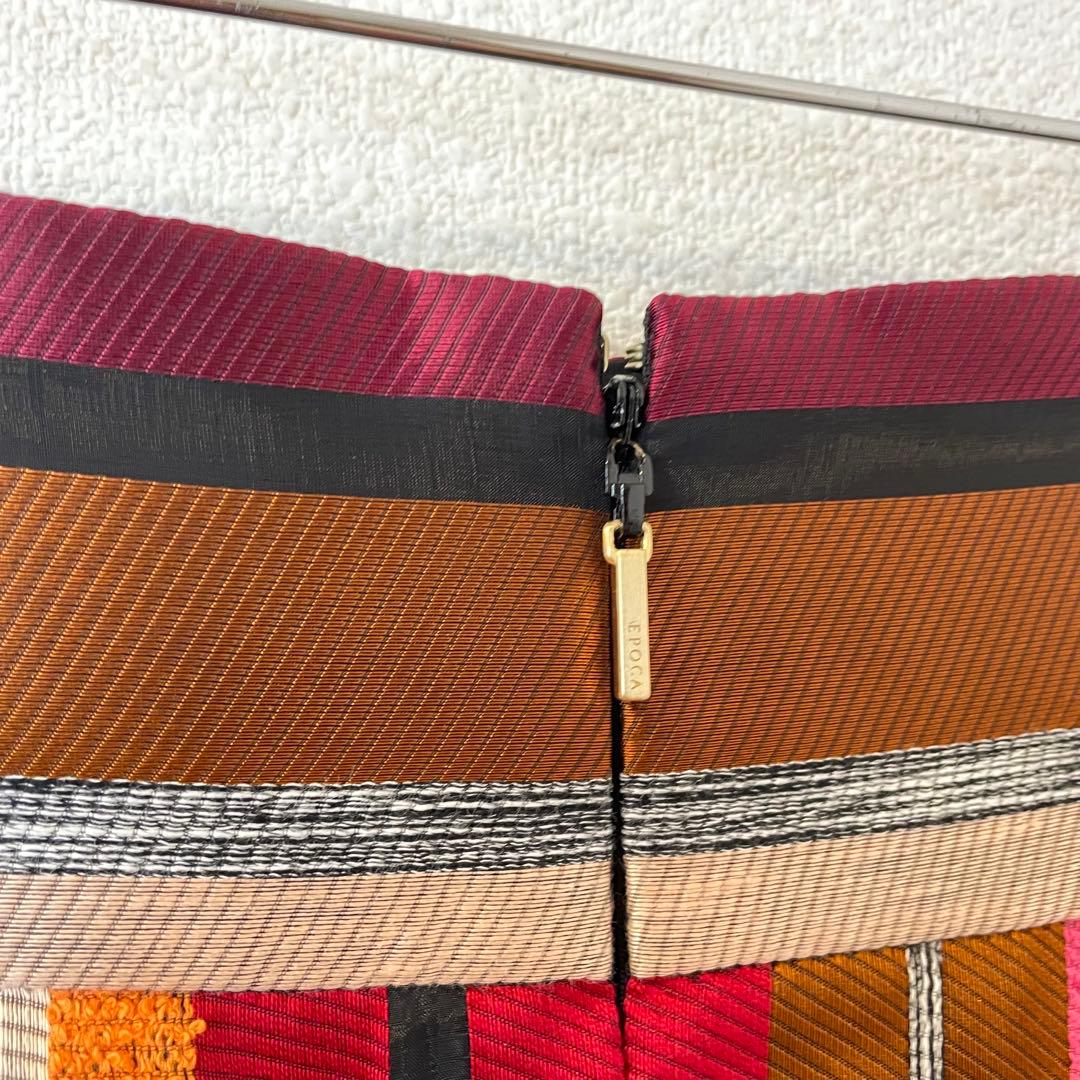 エポカ 40 マテリアルボーダー フレアスカート