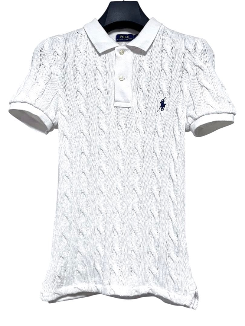 美品　ポロラルフローレン　ケーブルポロシャツ ホワイト　現行タグ