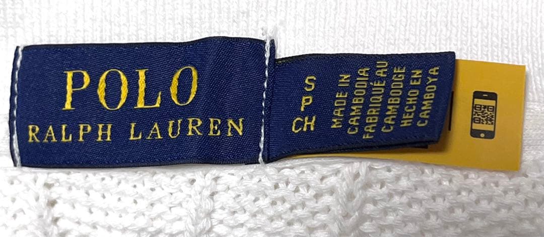 美品　ポロラルフローレン　ケーブルポロシャツ ホワイト　現行タグ