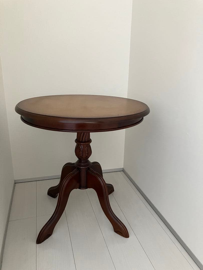 英国調円形テーブル/サイドテーブル 幅60cm ブラウン