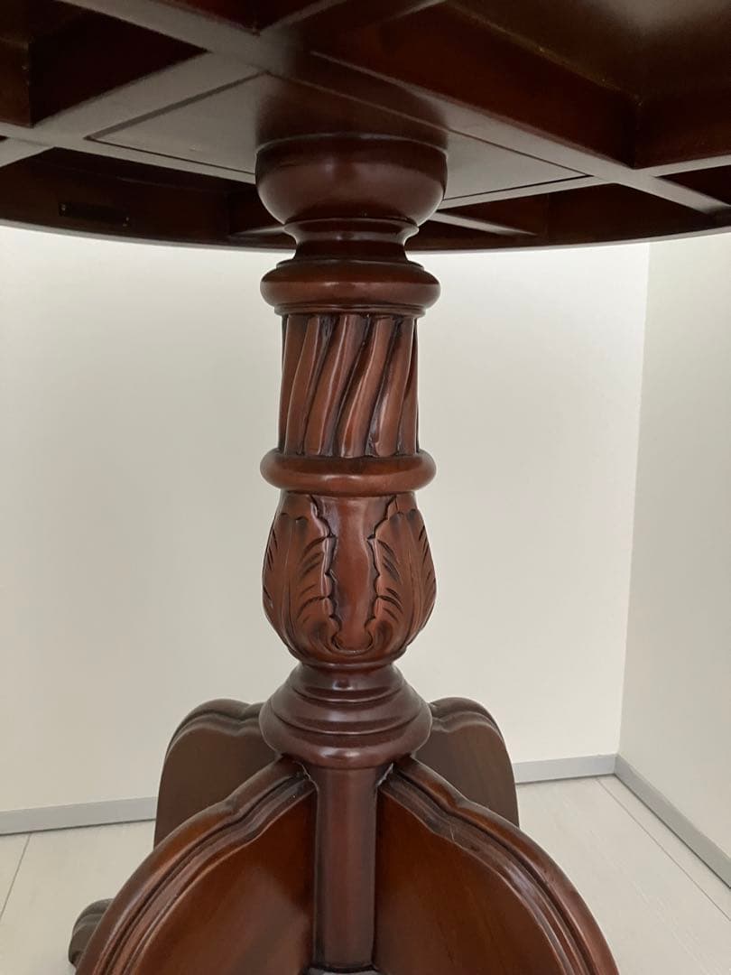 英国調円形テーブル/サイドテーブル 幅60cm ブラウン