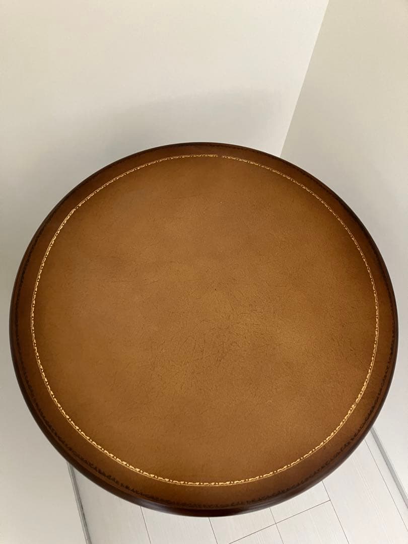 英国調円形テーブル/サイドテーブル 幅60cm ブラウン