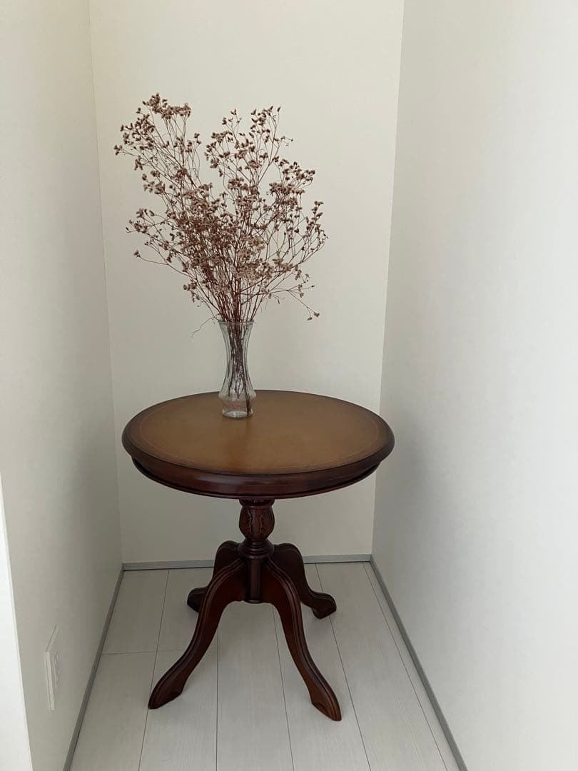 英国調円形テーブル/サイドテーブル 幅60cm ブラウン