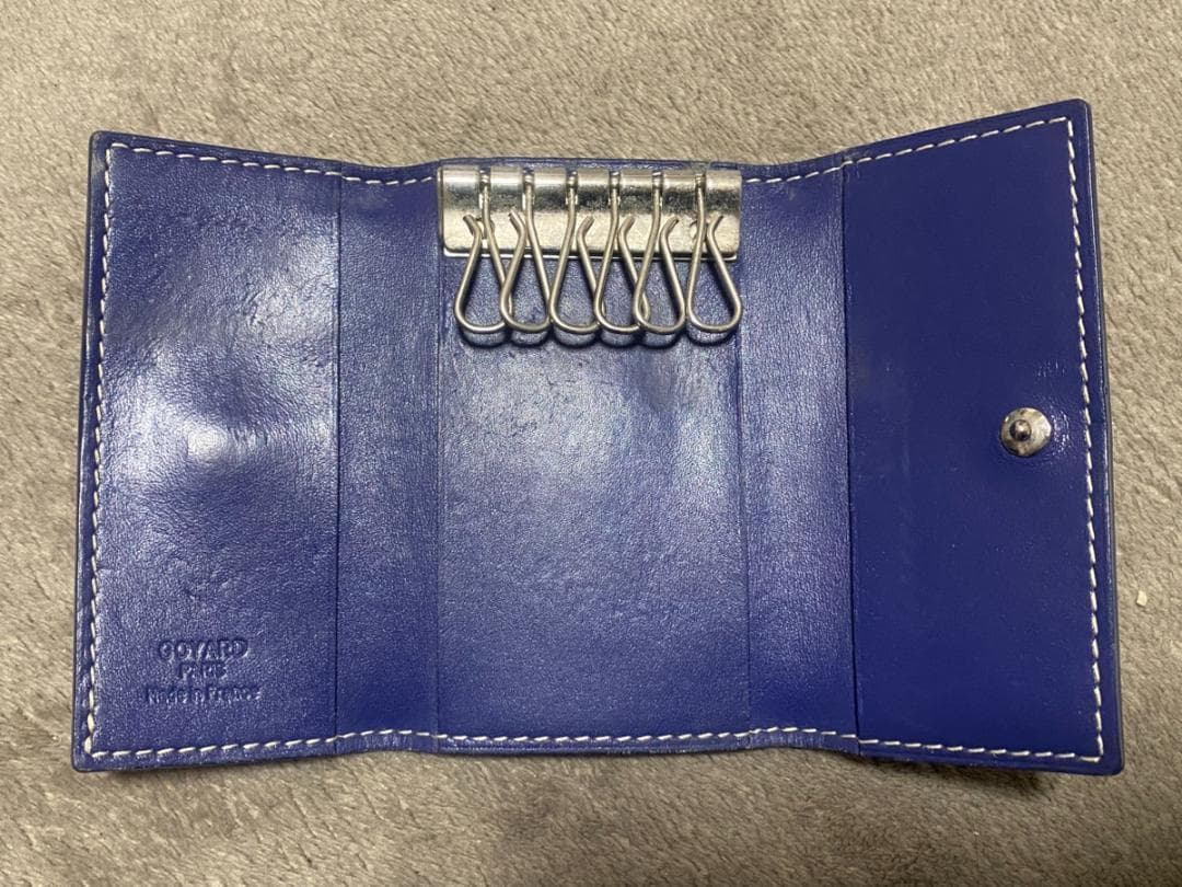 GOYARD ゴヤール 6連キーケース　ヘリボーン　ネイビー x ブルー
