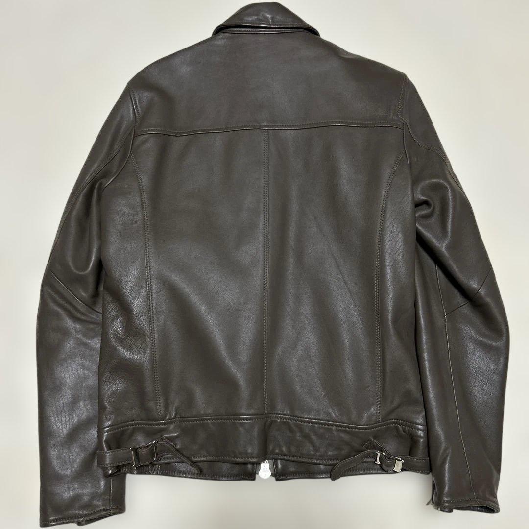 極美品 ナノユニバース レザーライダースジャケット M 羊革 ラムレザー