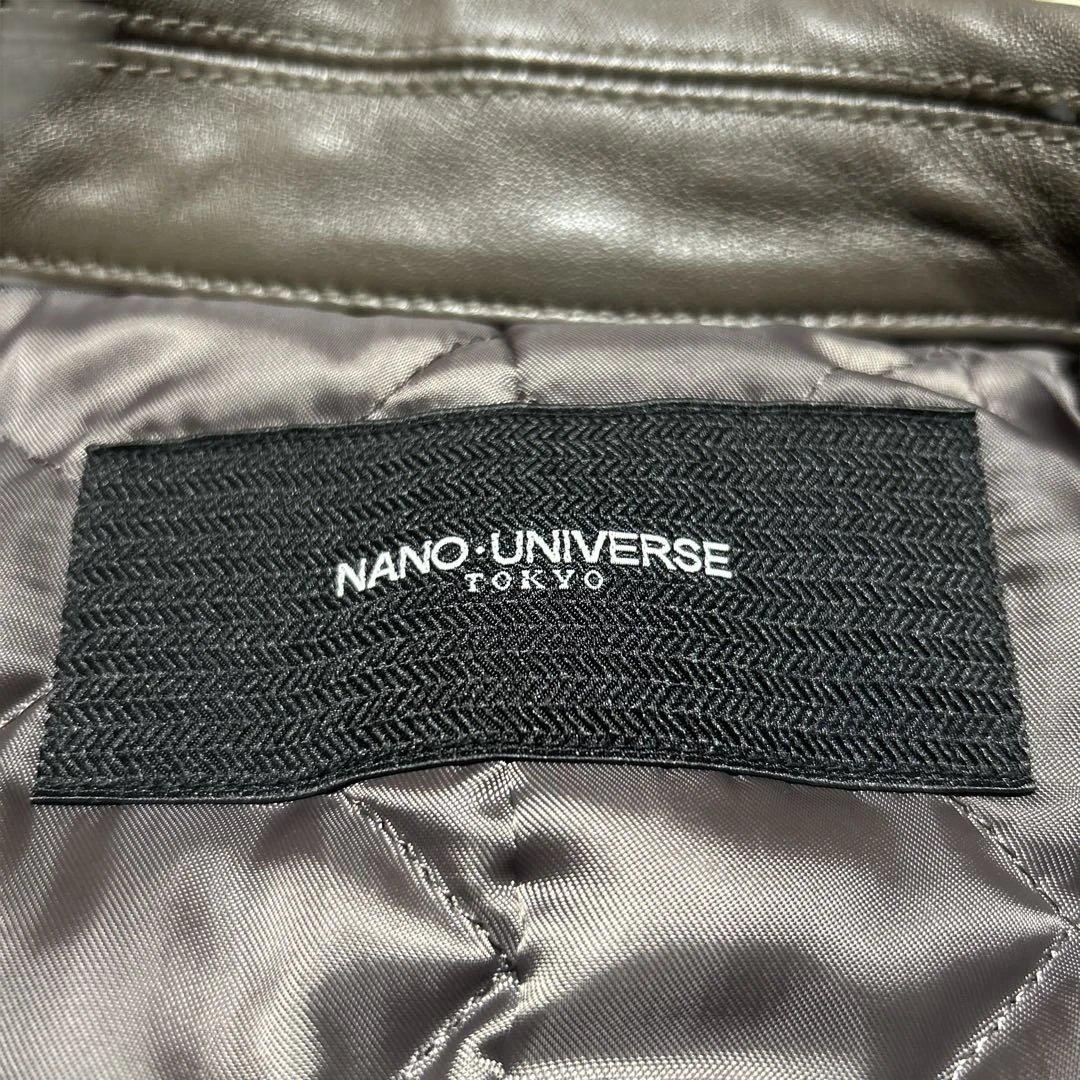 極美品 ナノユニバース レザーライダースジャケット M 羊革 ラムレザー