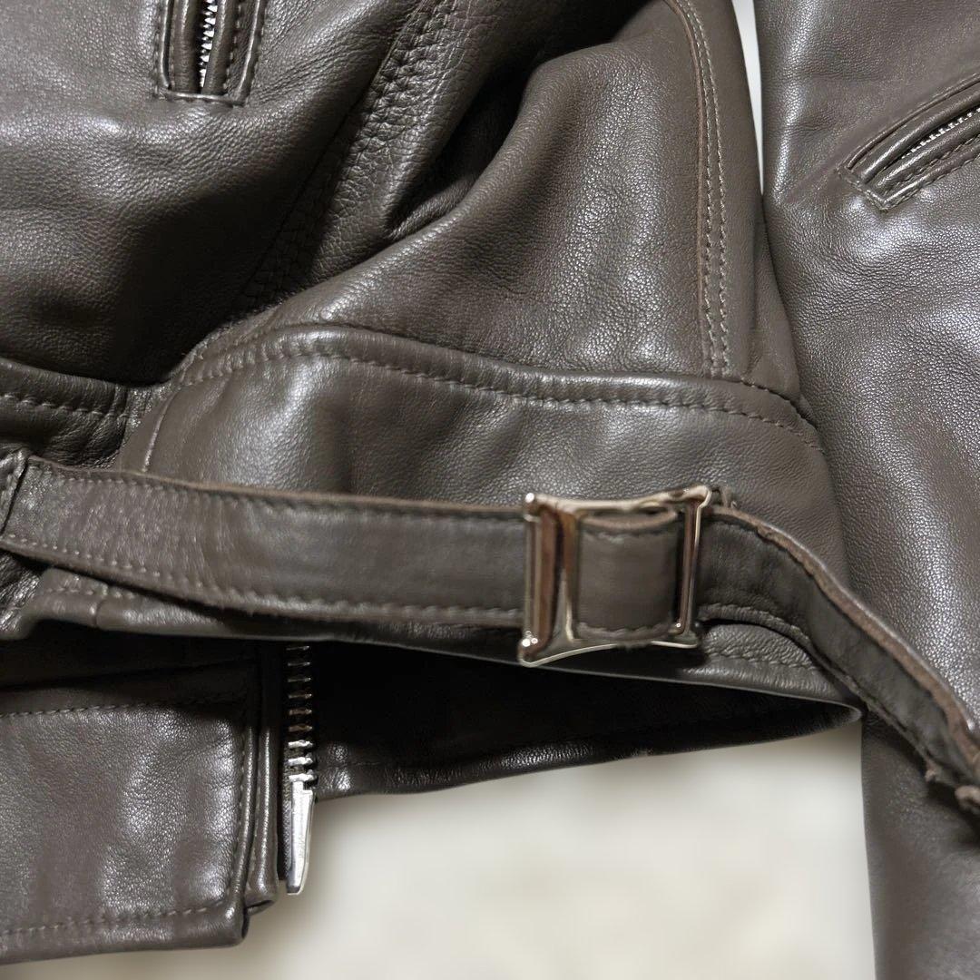 極美品 ナノユニバース レザーライダースジャケット M 羊革 ラムレザー