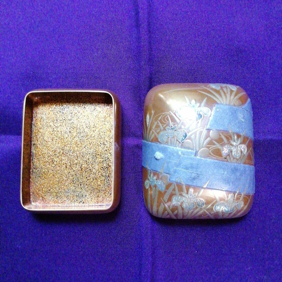 金地　八ツ橋蒔絵文庫形香合