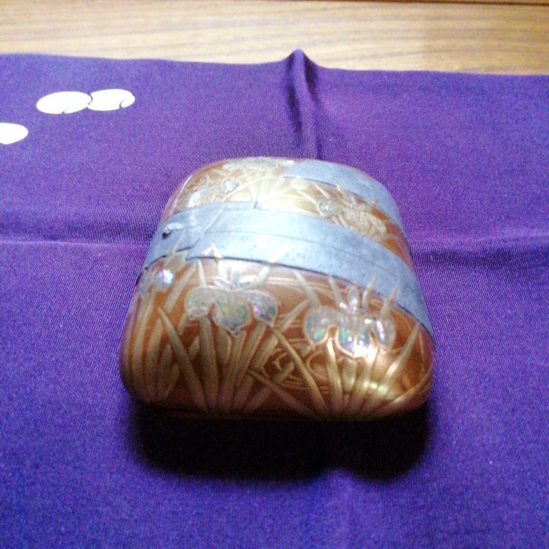 金地　八ツ橋蒔絵文庫形香合