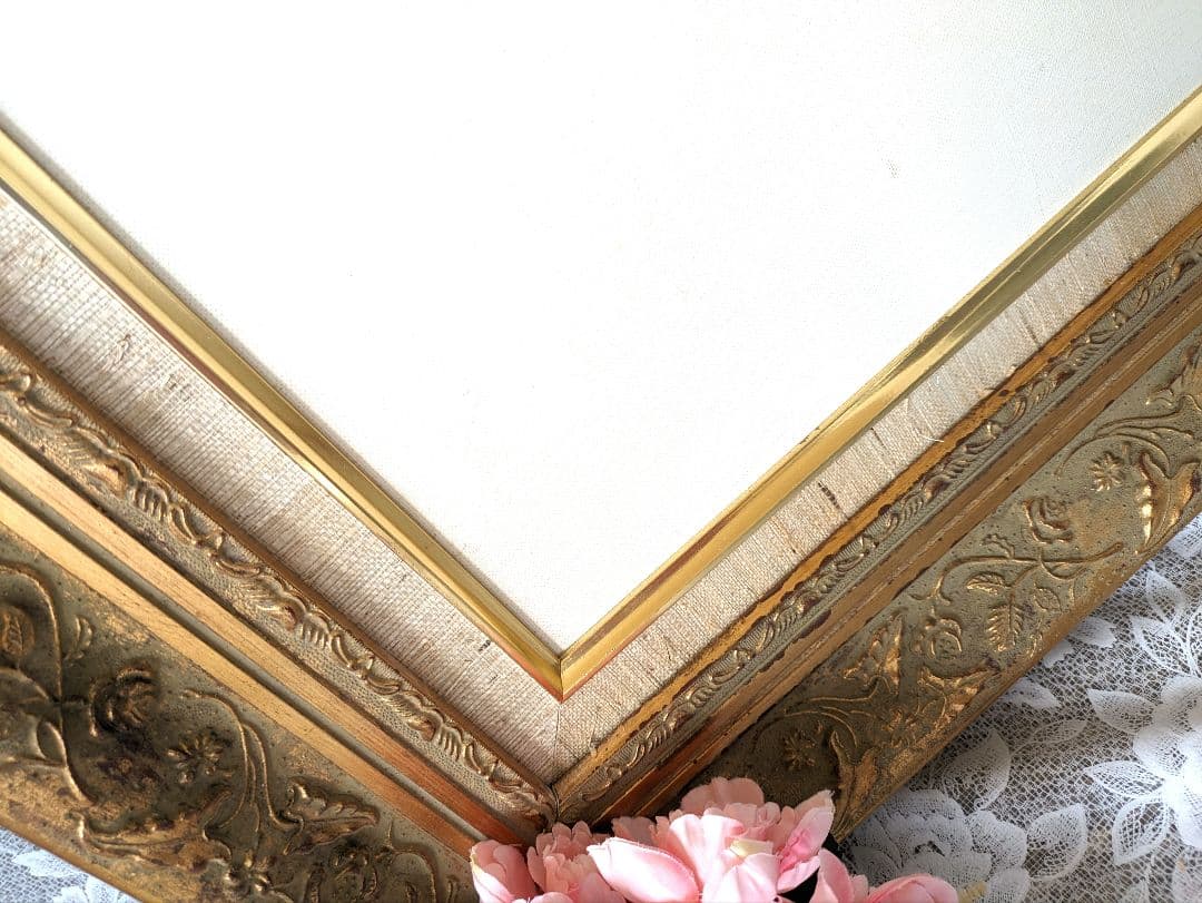 お値下げＢ✾稀少アンティーク調特特大ロココ調額縁✾キャンバス付